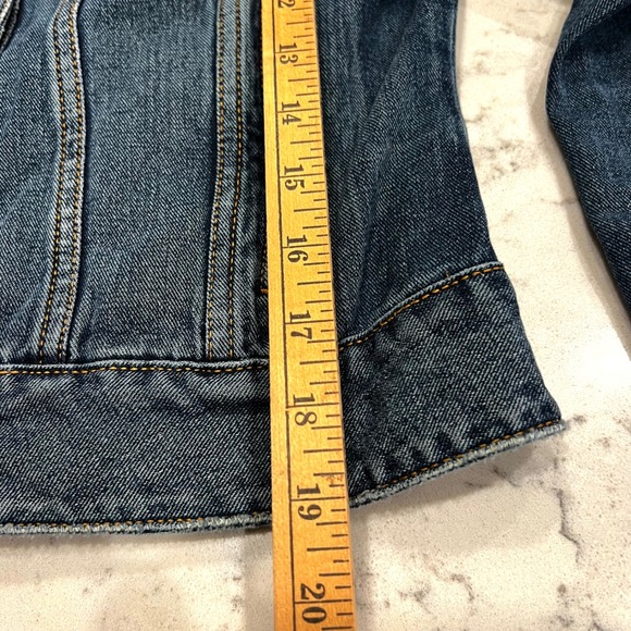 Free People Women's Denim Trucker‎ Jacket Jean Button Down Blue Size S - Picture 7 of 10